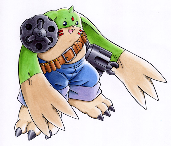 galgomon (digimon and 1 more) drawn by torabon_f