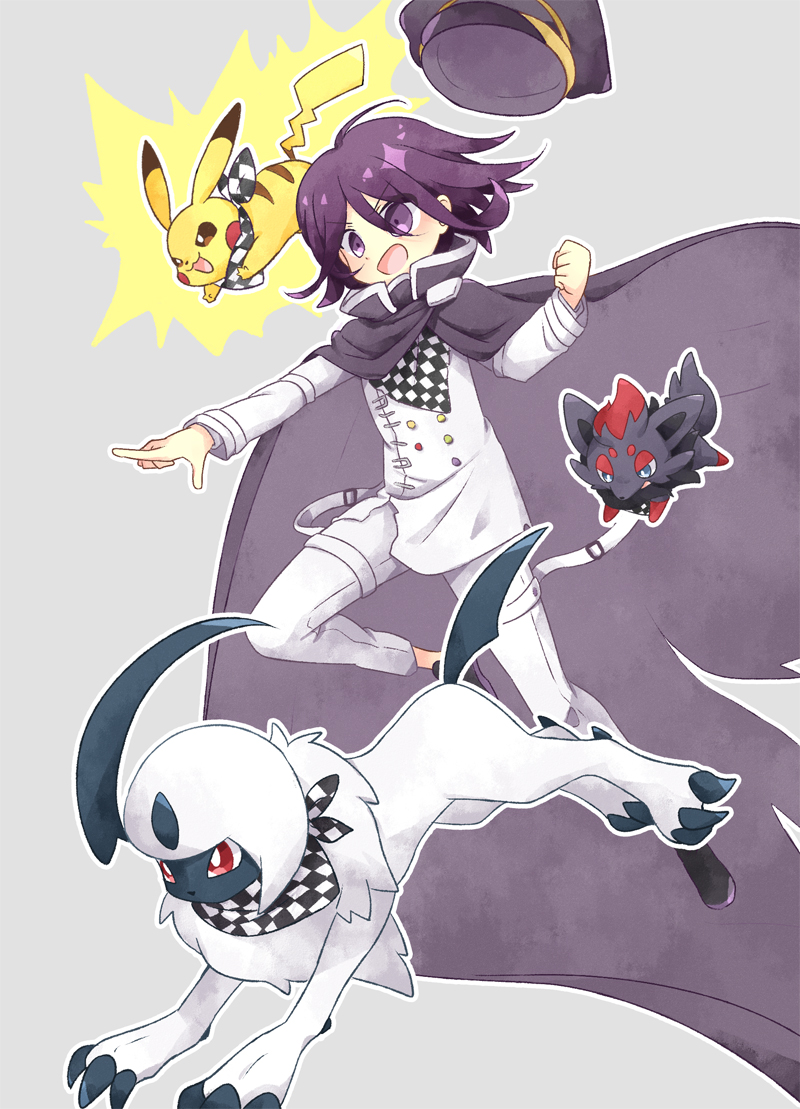 pikachu, oma kokichi, absol, and zorua (pokemon and 2 more) drawn by akasaka_(qv92612)