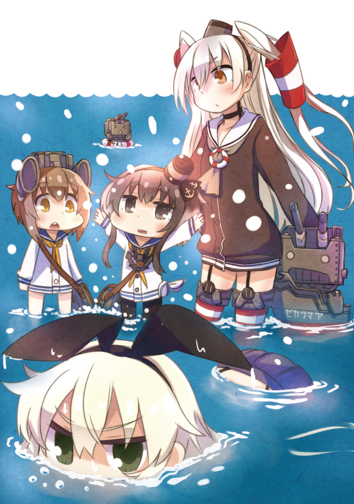 shimakaze, amatsukaze, yukikaze, rensouhou-chan, tokitsukaze, and 1 more (kantai collection) drawn by totsuki_tooka