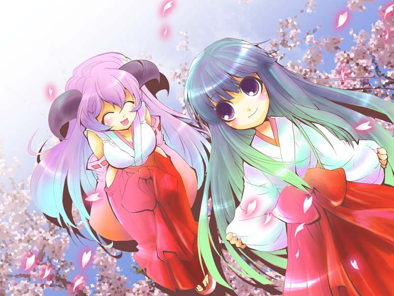 furude rika and hanyuu (higurashi no naku koro ni) drawn by suzuragi_karin