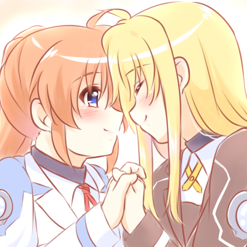 fate testarossa and takamachi nanoha (lyrical nanoha and 2 more) drawn by kerorokjy