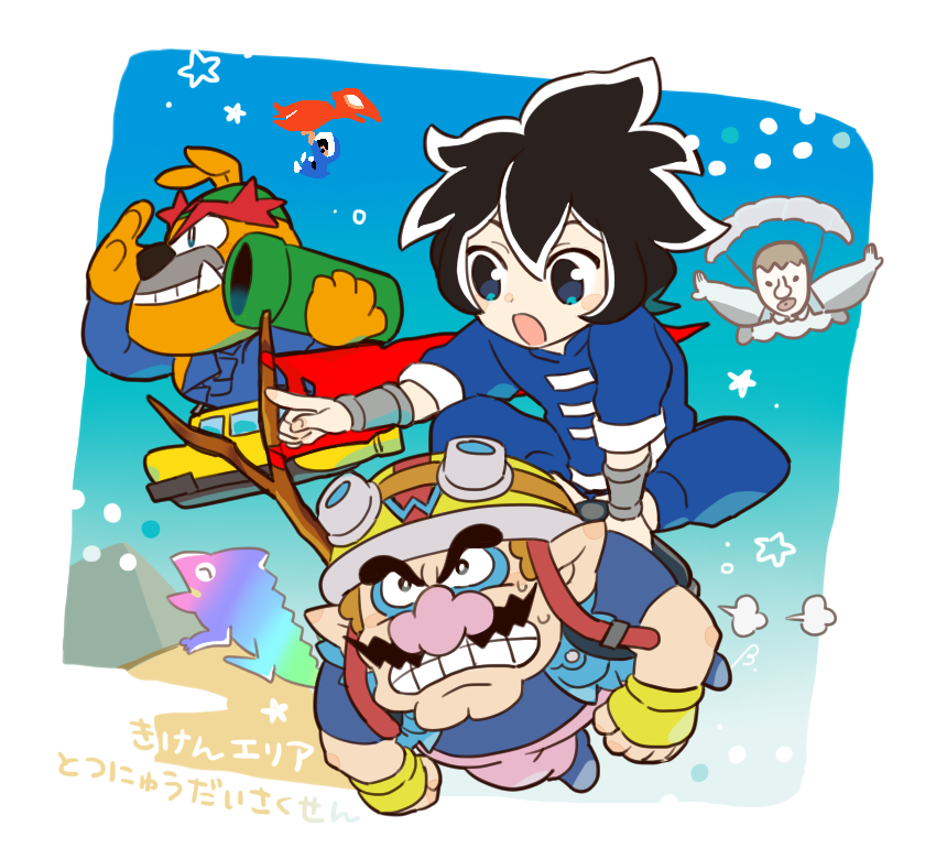 wario, popo, young cricket, dribble, and condor (warioware and 2 more) drawn by bebe_0620