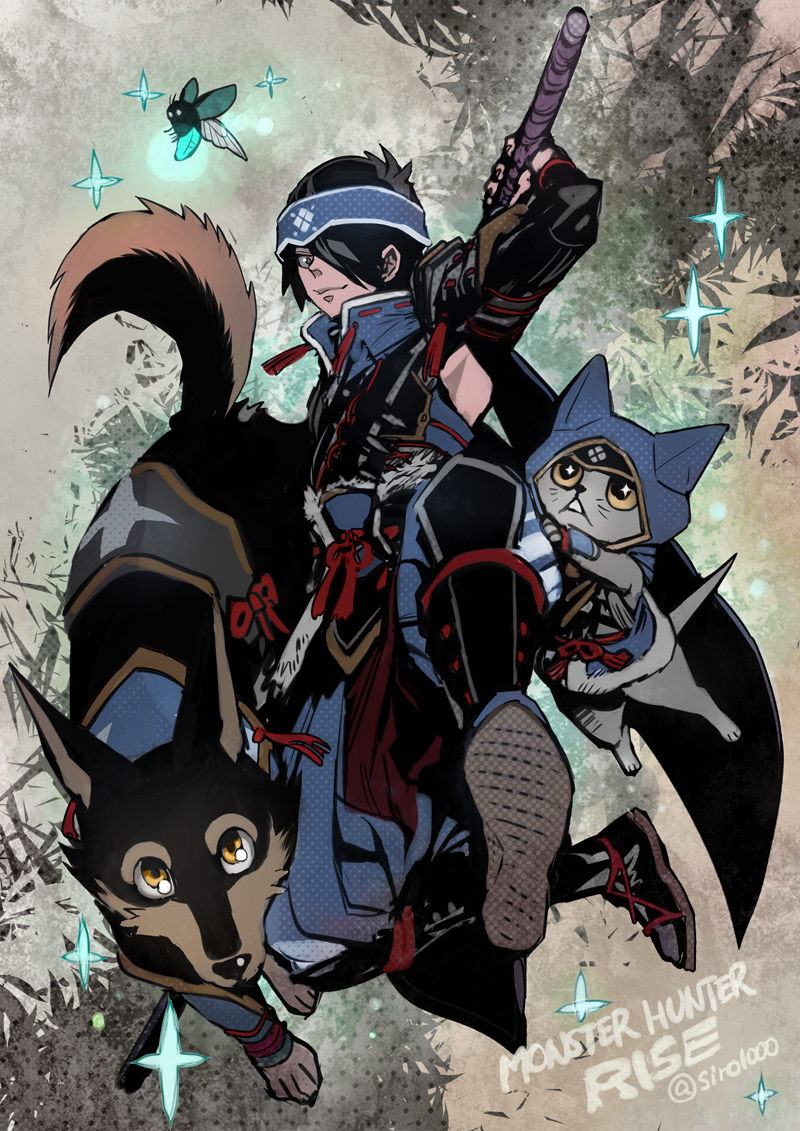 felyne and canyne (monster hunter and 1 more) drawn by shiroton_(kazamineko)