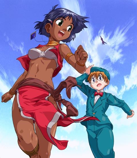 nadia la arwall and jean roque lartigue (fushigi no umi no nadia) drawn by satou_toshiyuki