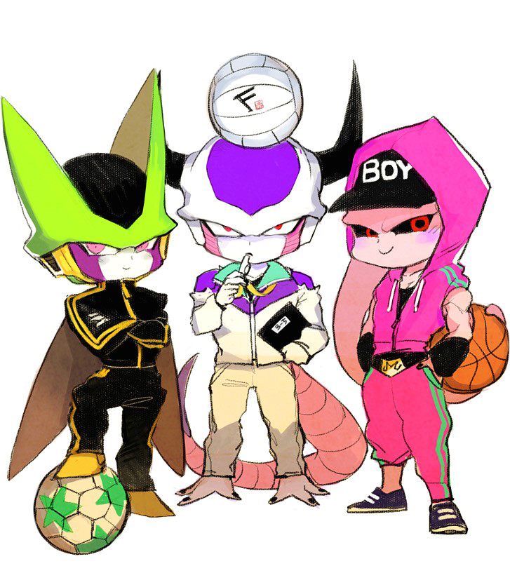 frieza, cell, majin buu, perfect cell, super buu, and 1 more (dragon ball and 1 more) drawn by akame_(chokydaum)
