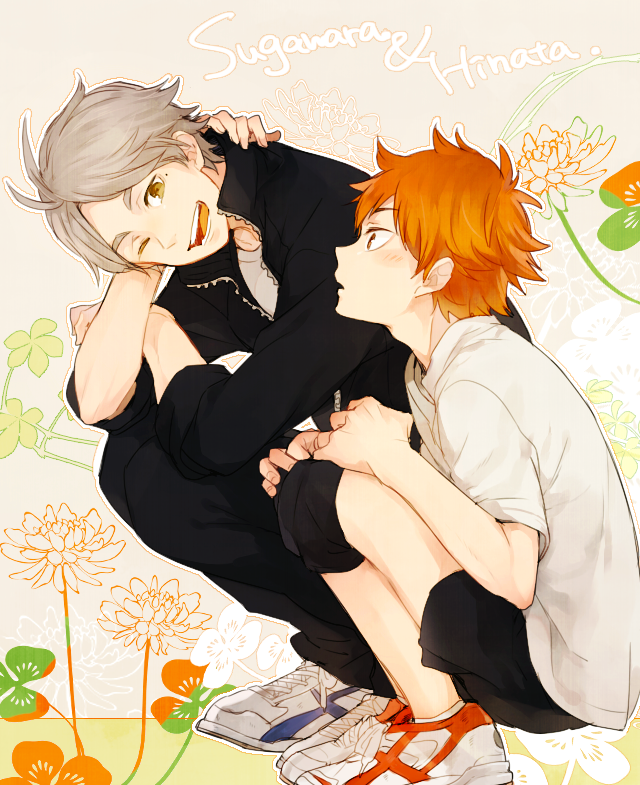 hinata shouyou and sugawara koushi (haikyuu!!) drawn by shina-love