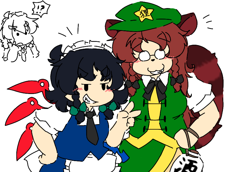 izayoi sakuya, hong meiling, houjuu nue, and futatsuiwa mamizou (touhou) drawn by yanagita_(daitai_2_ton)
