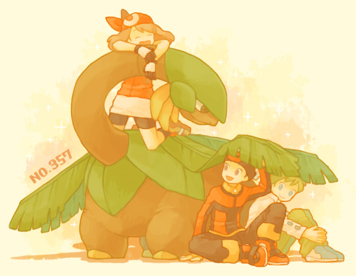 may, brendan, wally, and tropius (pokemon and 1 more) drawn by ikra_(katacoly)