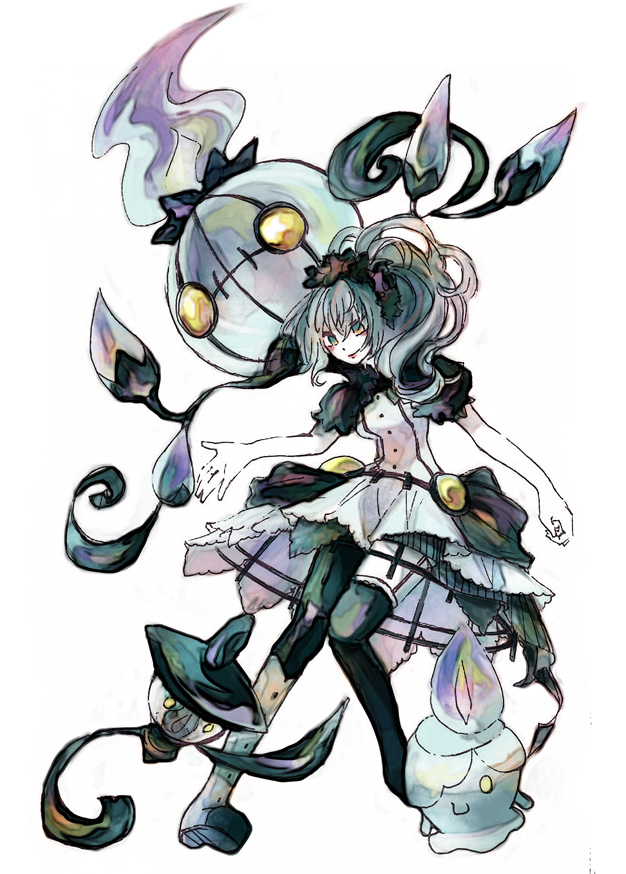 litwick, chandelure, and lampent (pokemon) drawn by donguri_(korokoro)