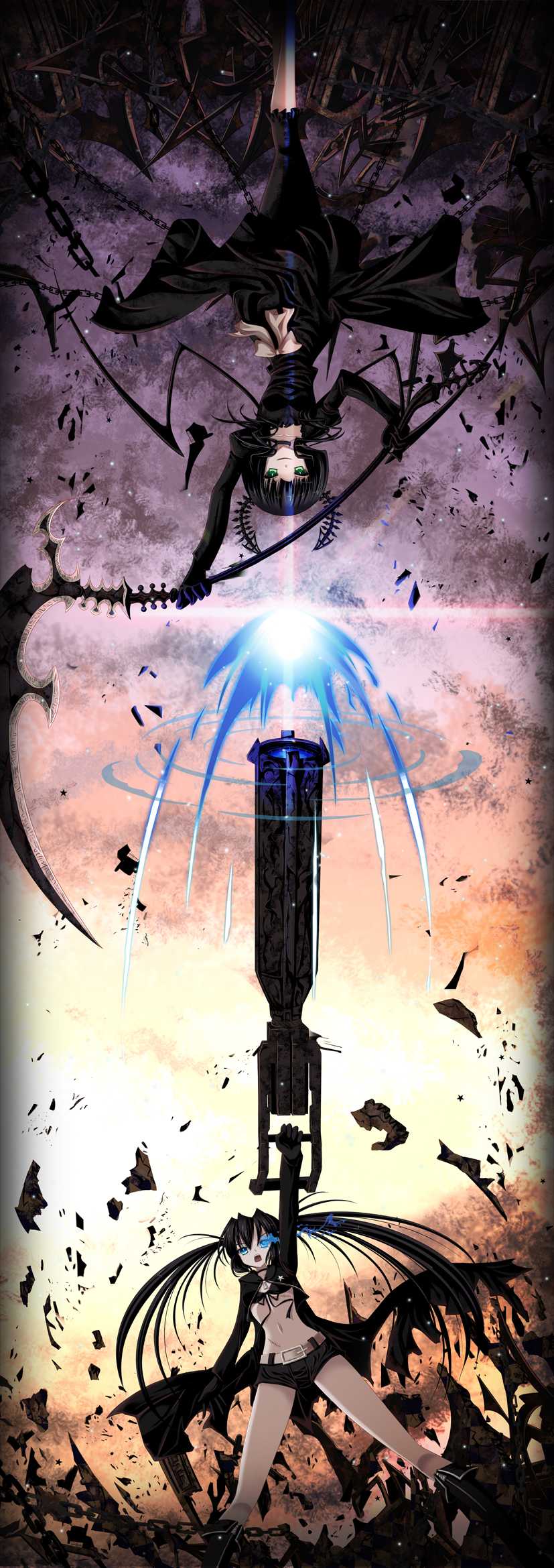 black rock shooter and dead master (black rock shooter) drawn by shirakawako