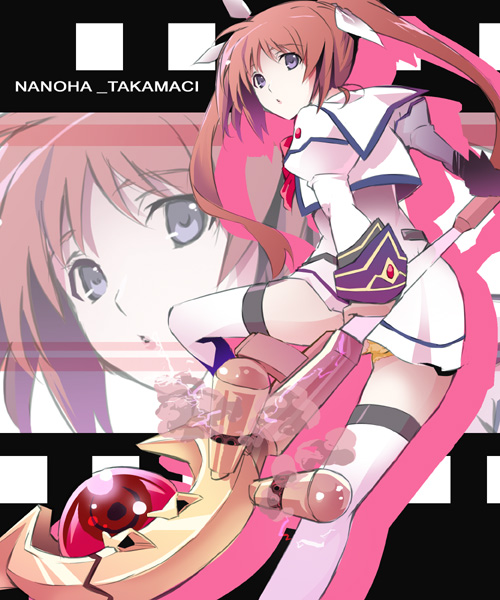 takamachi nanoha and raising heart (lyrical nanoha and 1 more) drawn by okiura