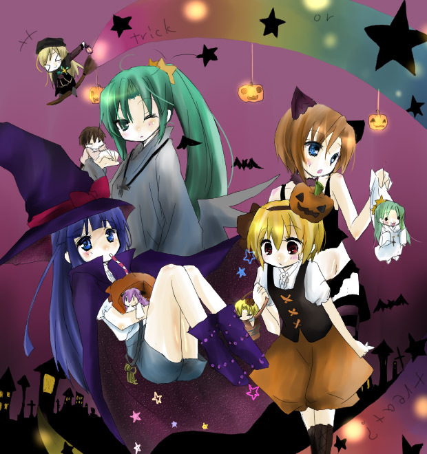 furude rika, ryuuguu rena, houjou satoko, sonozaki mion, hanyuu, and 4 more (higurashi no naku koro ni)
