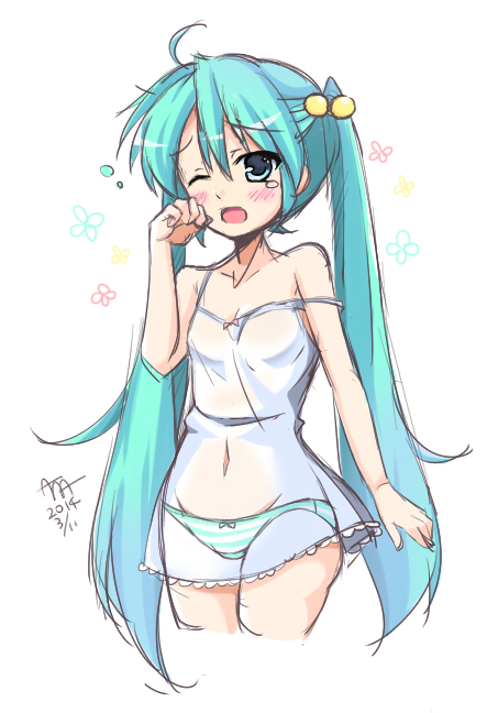 hatsune miku (vocaloid) drawn by ama_(monochrome_works)