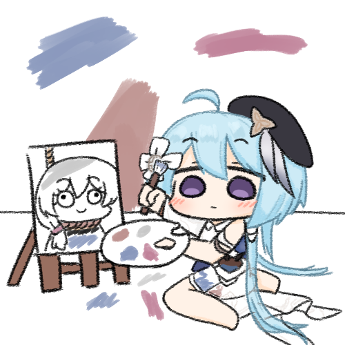 theresa apocalypse and griseo (honkai and 1 more) drawn by applecereal