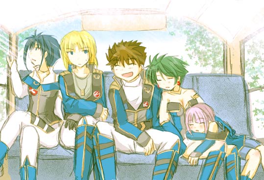 aya kobayashi, mai kobayashi, viletta badam, ryuusei date, and raidese f branstein (super robot wars and 1 more)