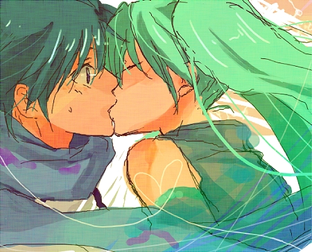 hatsune miku and kaito (vocaloid) drawn by uni_(gumin)