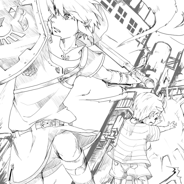 link and lucas (the legend of zelda and 3 more) drawn by nikayu