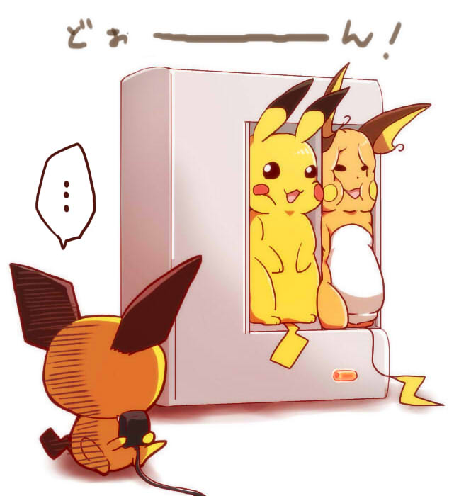 pikachu, pichu, and raichu (pokemon) drawn by azuma_minatsu