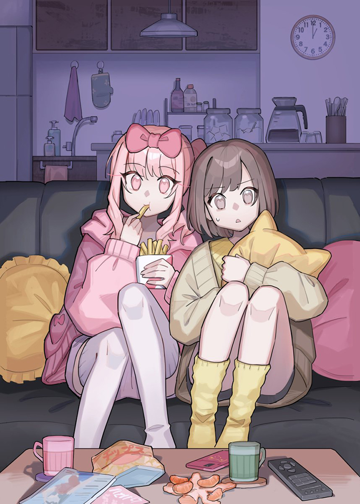 shinonome ena and akiyama mizuki (project sekai) drawn by qi'e_(penguin)
