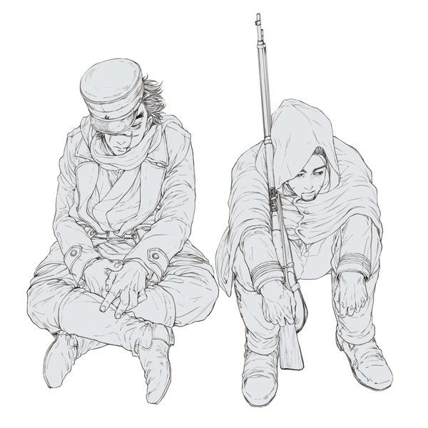 sugimoto saichi and ogata hyakunosuke (golden kamuy) drawn by ngy09