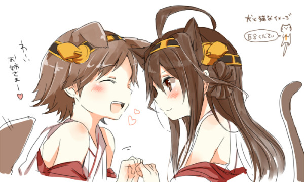 kongou and hiei (kantai collection) drawn by hagino_makoto