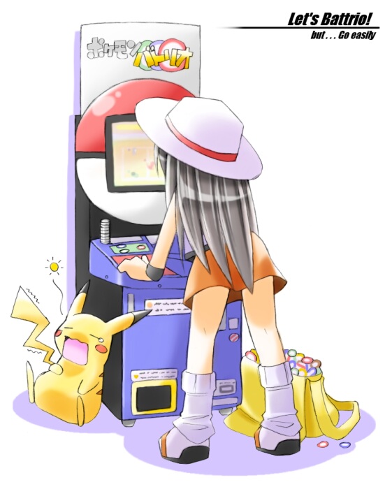 pikachu and leaf (pokemon and 1 more) drawn by rascal_(feuille)