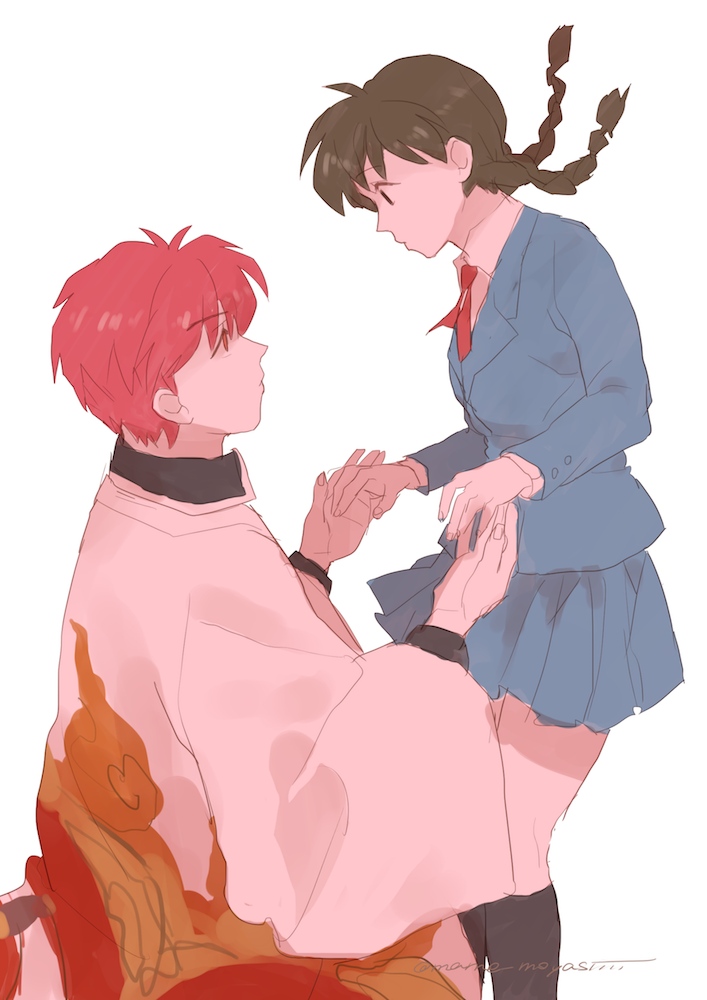 mamiya sakura and rokudou sabato (kyoukai no rinne) drawn by mame_moyashi