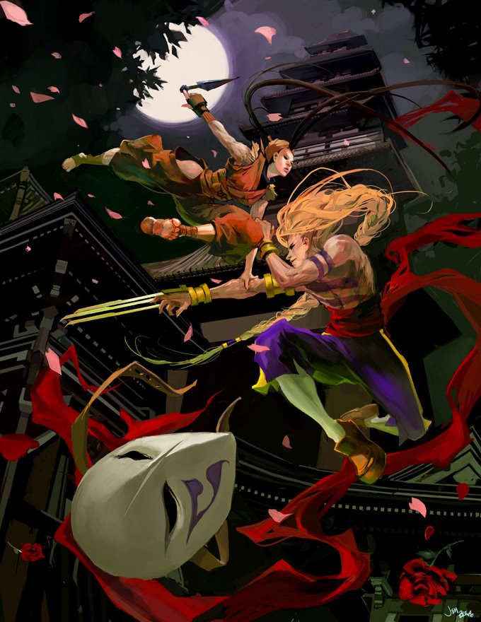 ibuki and vega (street fighter and 1 more) drawn by jen_zee