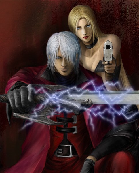 dante and trish (devil may cry) drawn by kirie_(pixiv25868)