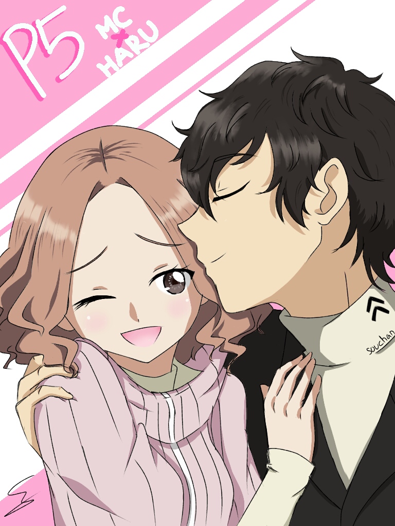 amamiya ren and okumura haru (persona and 1 more) drawn by souchan