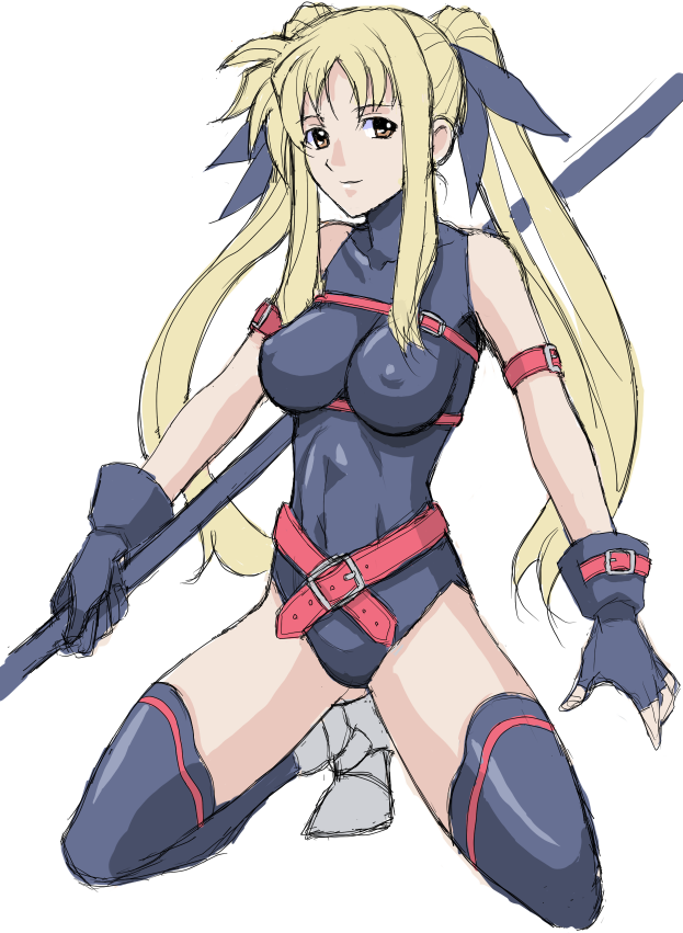 fate testarossa and bardiche (lyrical nanoha and 3 more) drawn by 128g