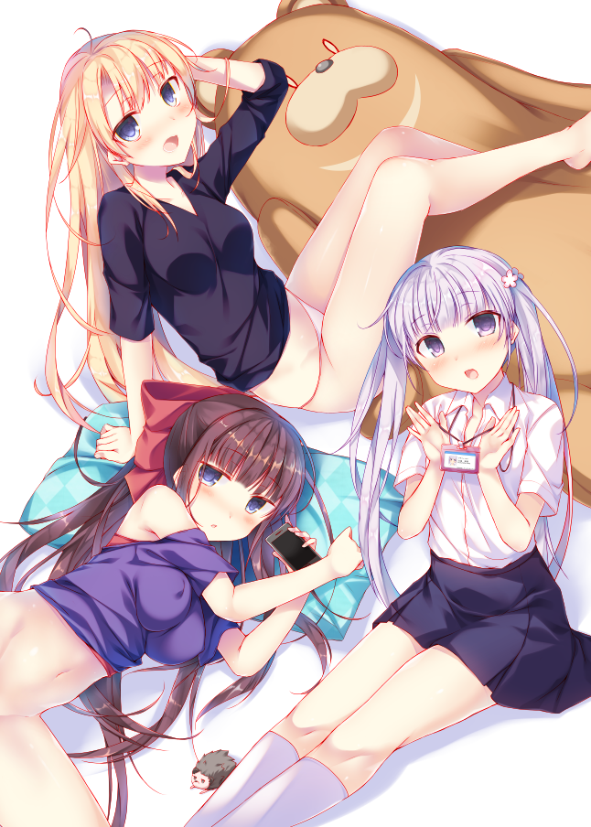suzukaze aoba, takimoto hifumi, yagami kou, and soujirou (new game!) drawn by hirari