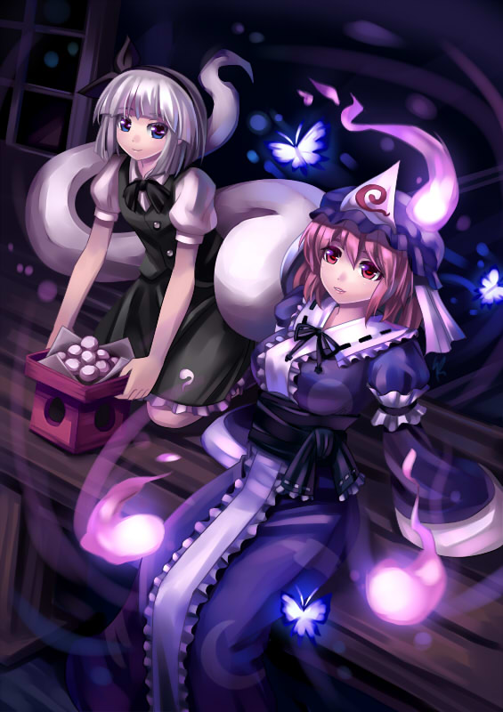 konpaku youmu and saigyouji yuyuko (touhou) drawn by kaizeru