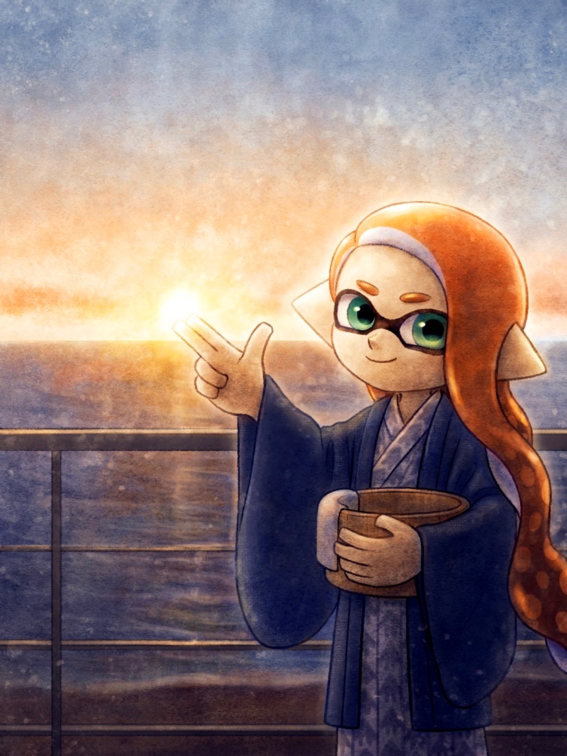 inkling player character and inkling girl (splatoon) drawn by mustard_pudding