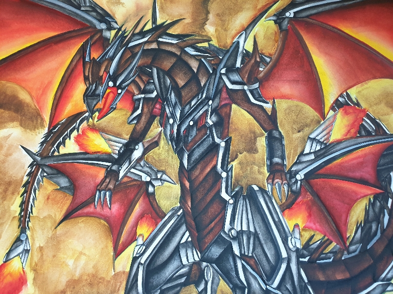 red-eyes flare metal dragon (yu-gi-oh! and 1 more) drawn by moonworld724