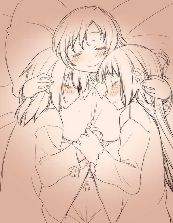 akemi homura, kaname madoka, and tomoe mami (mahou shoujo madoka magica) drawn by shinama