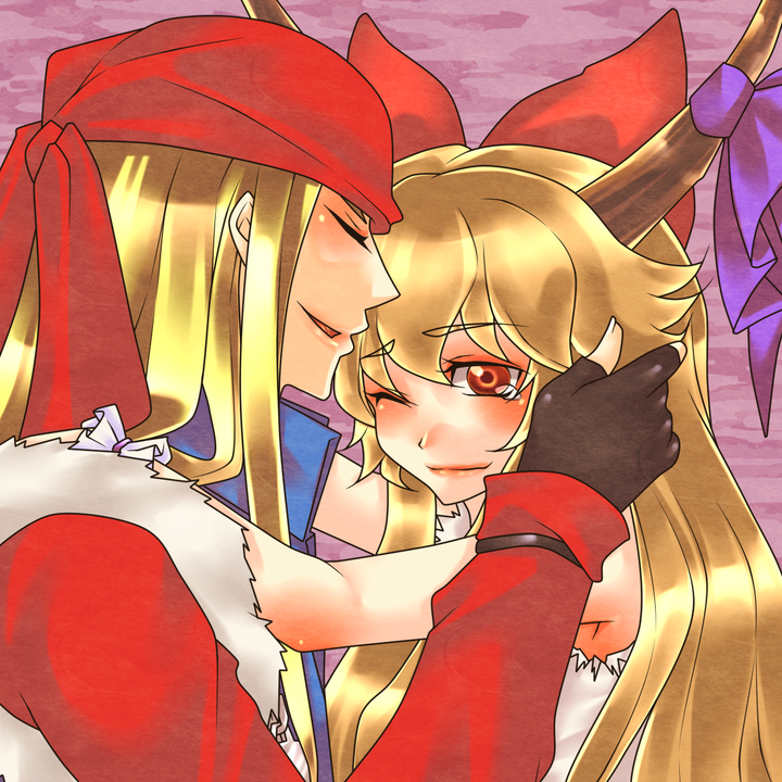 ibuki suika and axl low (touhou and 2 more) drawn by tobi_(discharge_cycle)