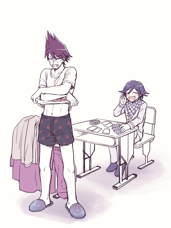 oma kokichi and momota kaito (danganronpa and 1 more) drawn by funecchooo