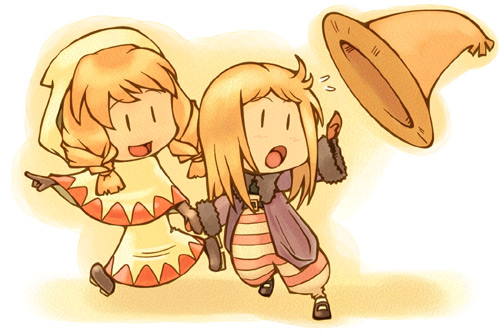 white mage and black mage (final fantasy and 1 more) drawn by momigara_(mmgrkmnk)