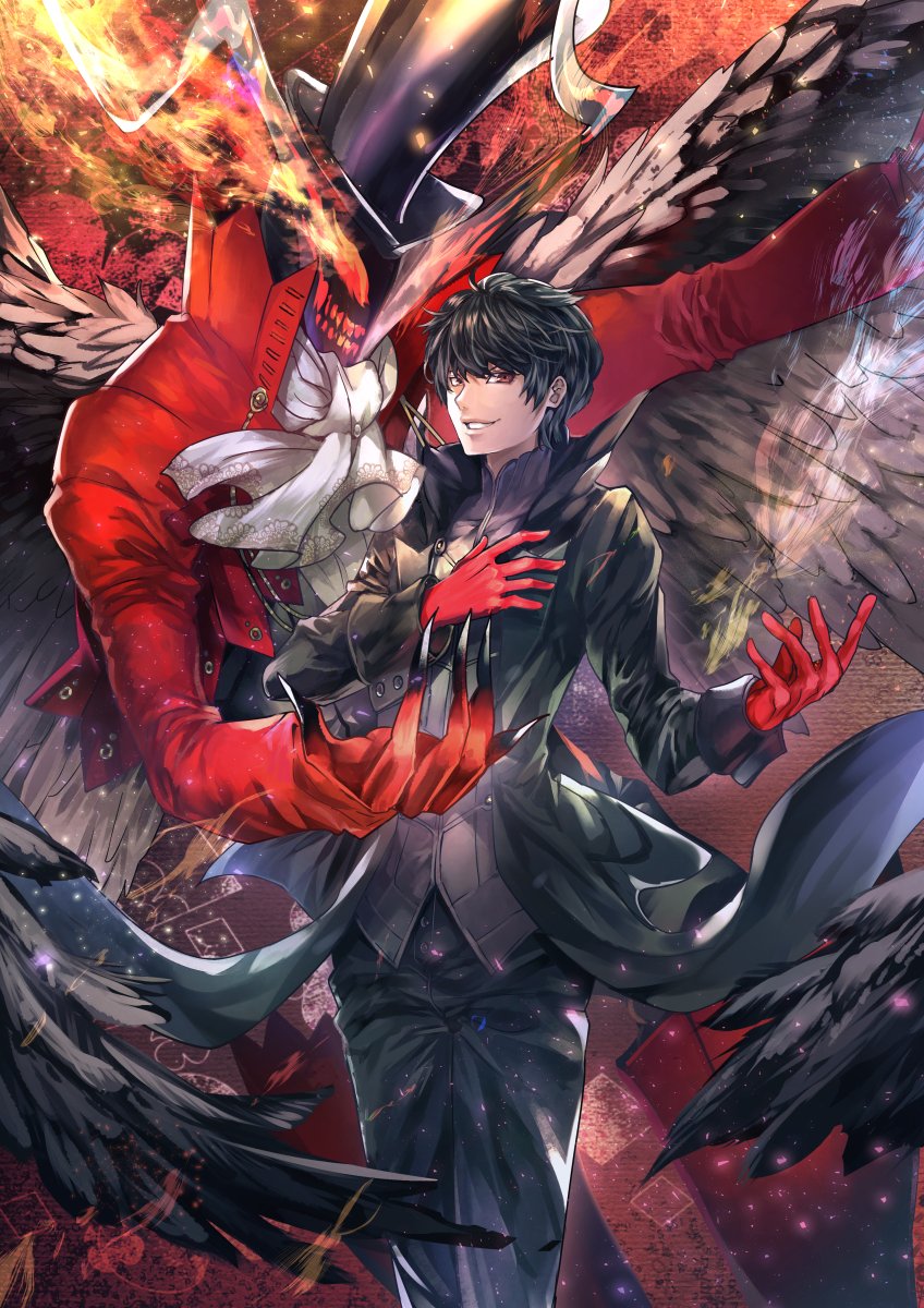 amamiya ren, joker, and arsene (persona and 1 more) drawn by sagta_panggang