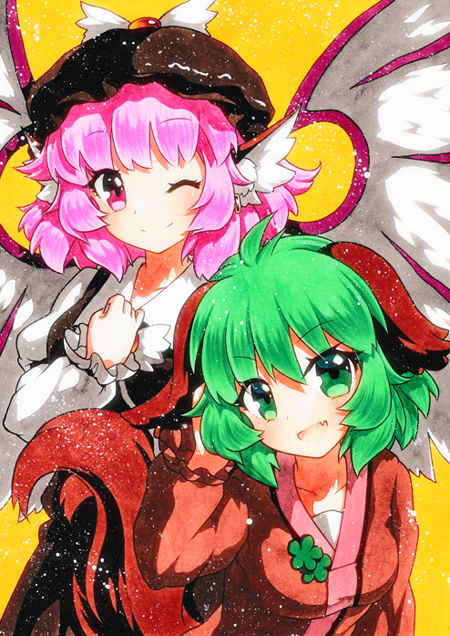 mystia lorelei and kasodani kyouko (touhou) drawn by rinka_(qqqrinkappp)