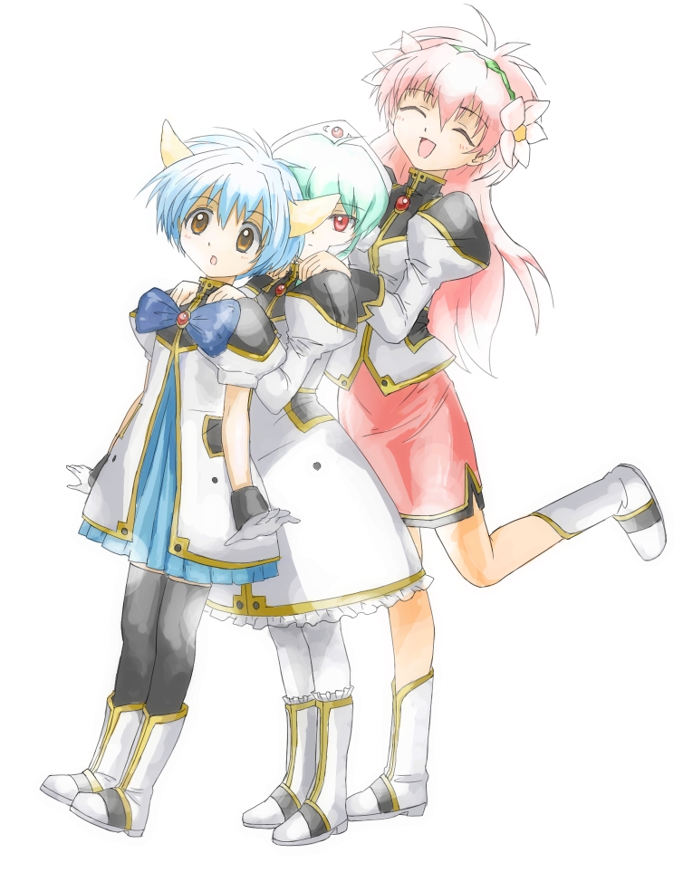 milfeulle sakuraba, mint blancmanche, and vanilla h (galaxy angel) drawn by nyama