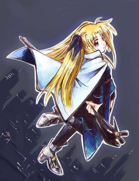 fate testarossa and bardiche (lyrical nanoha and 3 more) drawn by jason_(kaiten_kussaku_kikou)