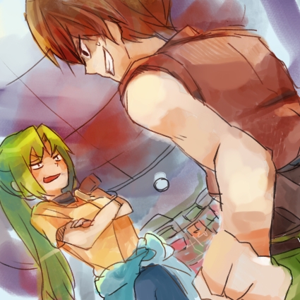 sonozaki mion and maebara keiichi (higurashi no naku koro ni) drawn by nuancho