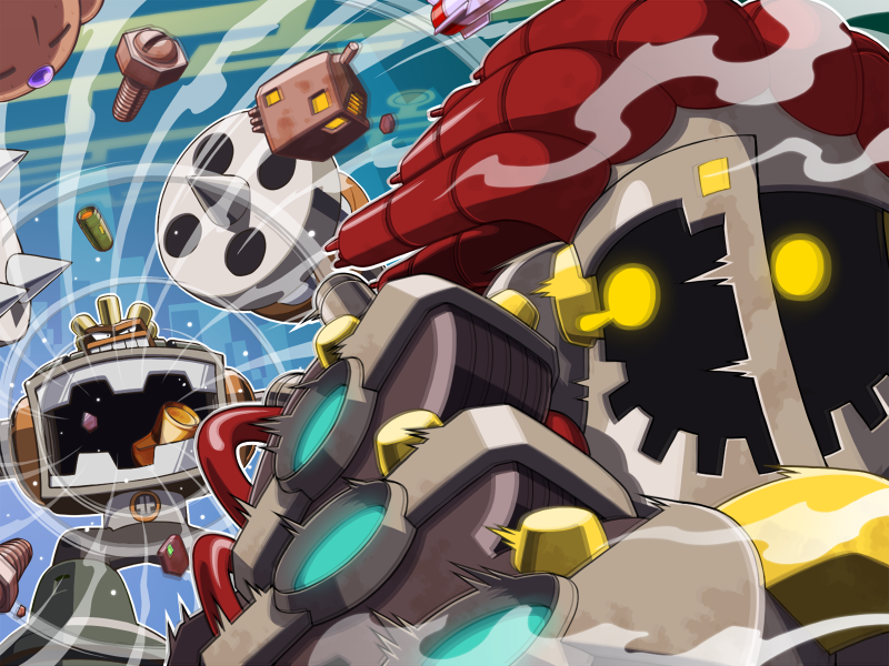 dustman.exe and junkman.exe (mega man and 3 more) drawn by napo