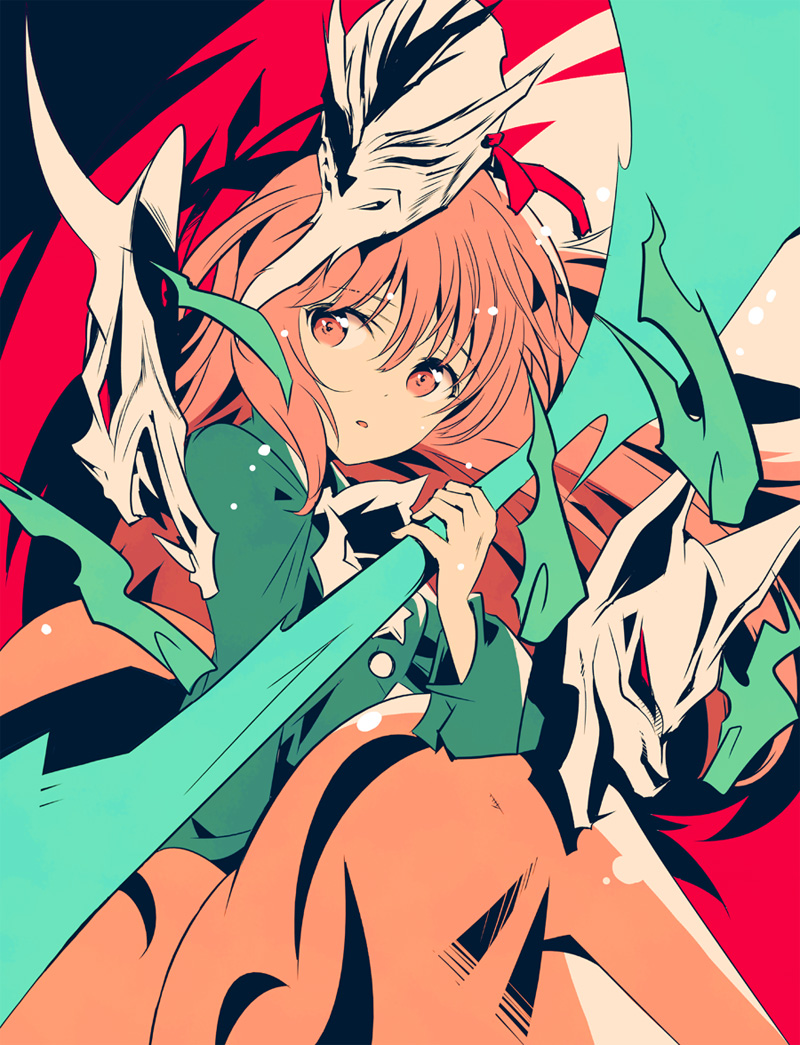 hata no kokoro (touhou) drawn by ichizen_(o_tori)