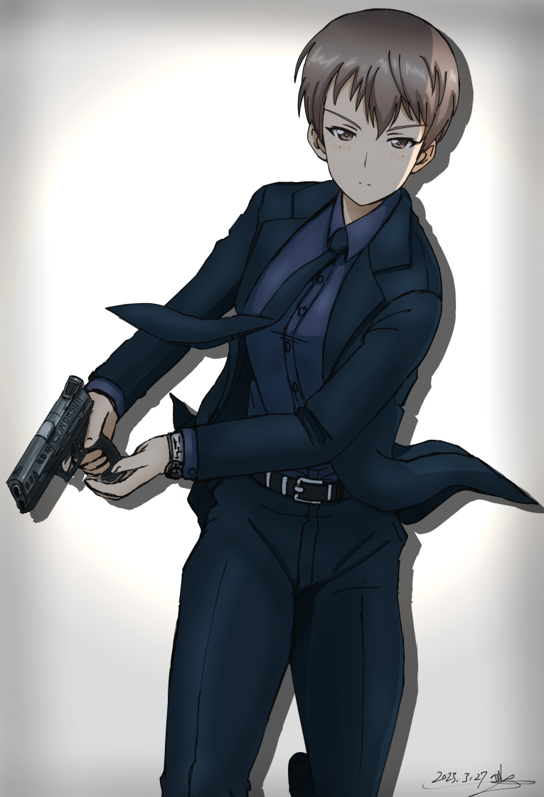 naomi and john wick (girls und panzer and 1 more) drawn by bukkuri