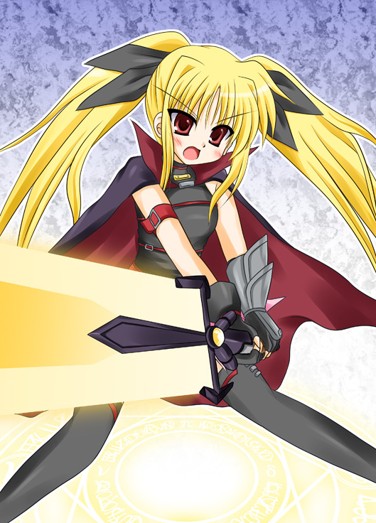 fate testarossa and bardiche (lyrical nanoha and 2 more) drawn by cross_(crossryou)