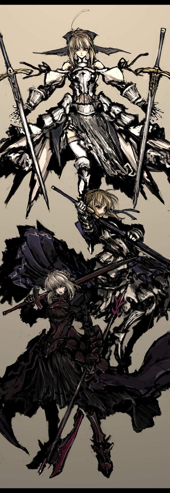 artoria pendragon, saber, saber alter, and saber lily (fate and 1 more) drawn by moto_murabito