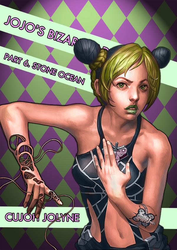 kujo jolyne (jojo no kimyou na bouken and 1 more) drawn by pandinus